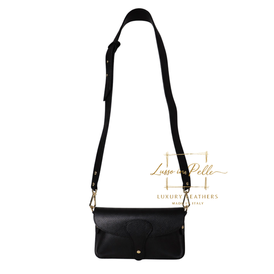 Small Pebbled Leather Crossbody Bag with Wide Adjustable Strap