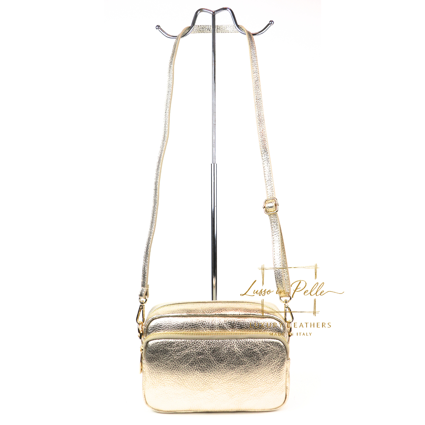 Double Zip Genuine Italian Leather Handbag