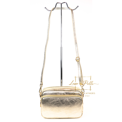 Double Zip Genuine Italian Leather Handbag