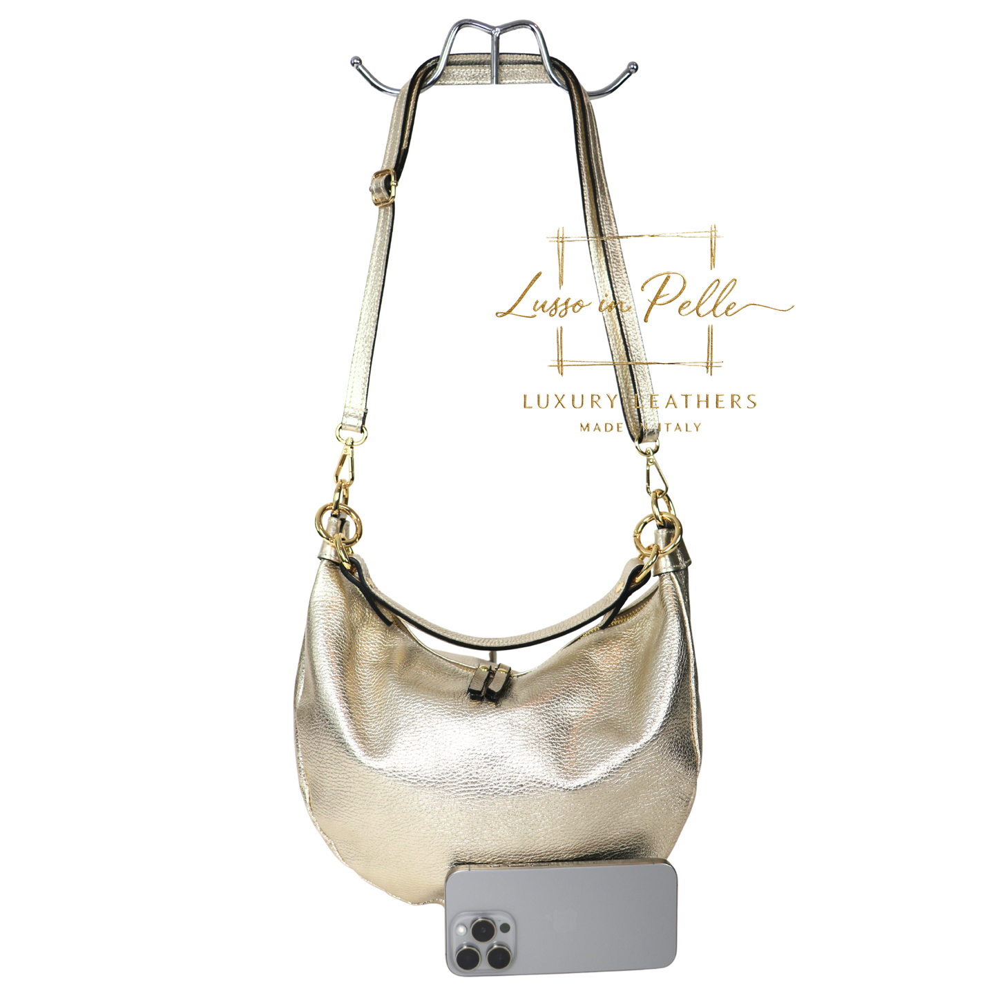Grain Leather Half Moon Shoulder & Crossbody Bag
