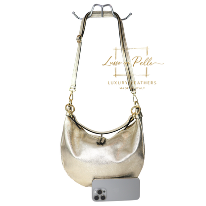 Grain Leather Half Moon Shoulder & Crossbody Bag