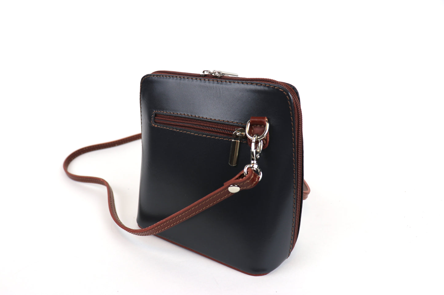 Small Two-Tone Genuine Italian Leather Handbag with Detachable Straps