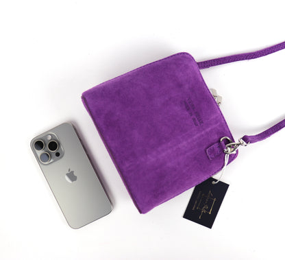 Ella Small Square Suede Crossbody Bag with Detachable Straps