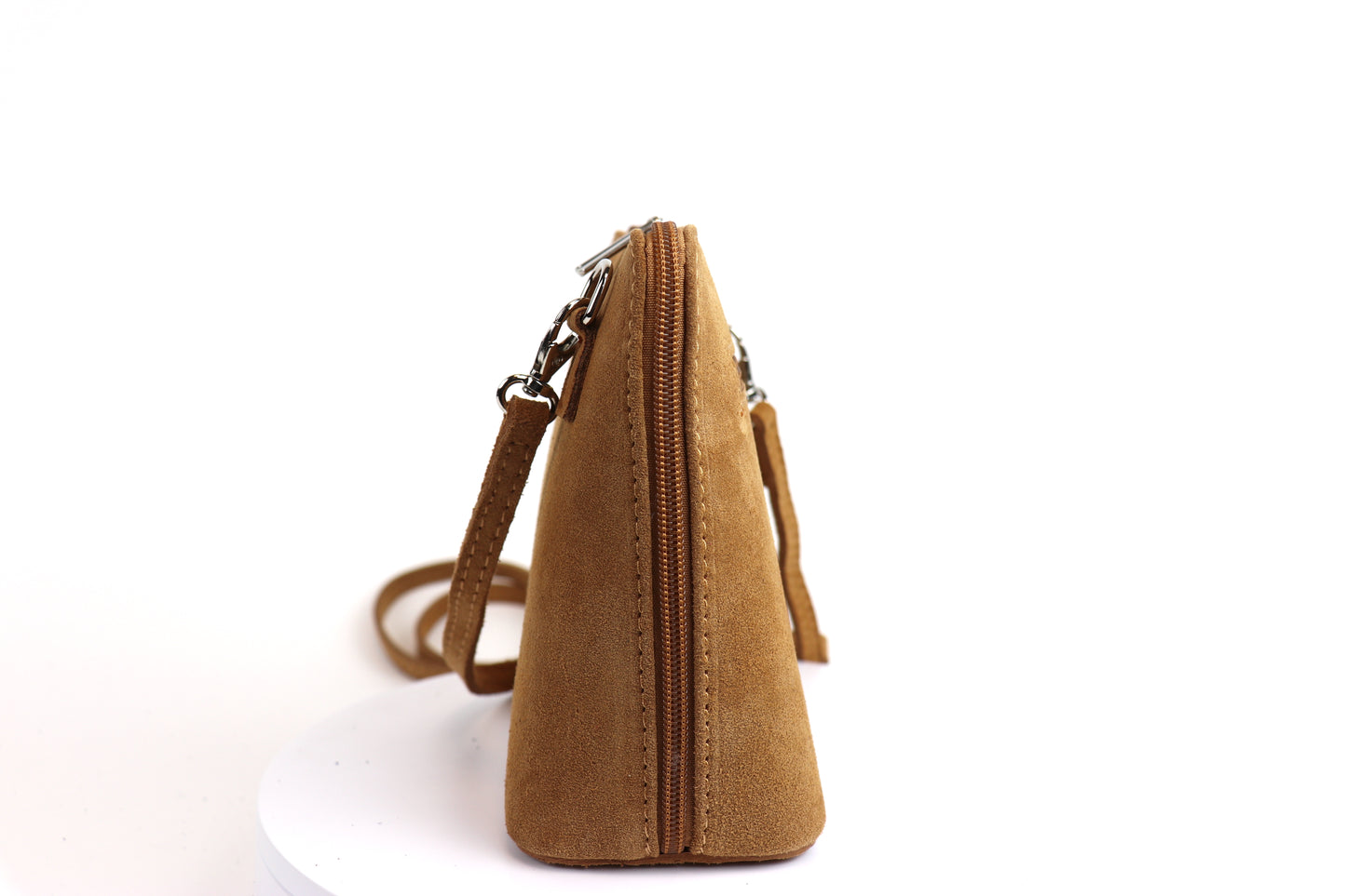 Genuine Italian Suede Leather Handbag with Detachable Straps