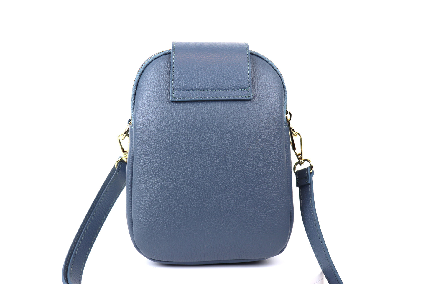 Grey Crossbody Bag with Detachable Straps, back view.