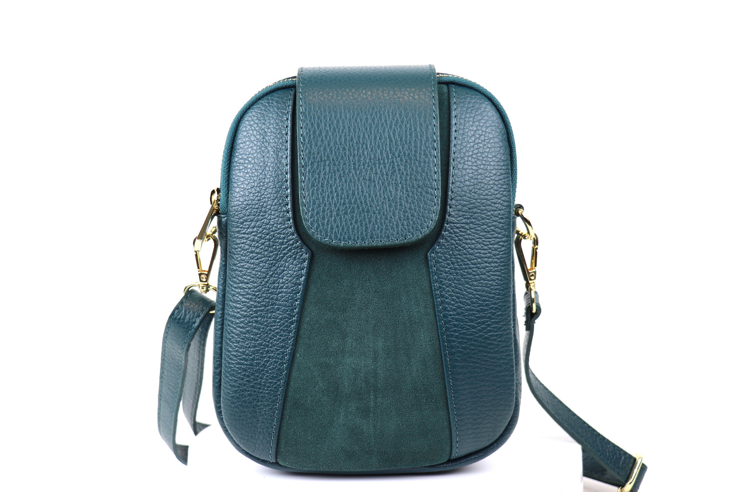 Dark teal Crossbody Bag with Detachable Straps, front view.