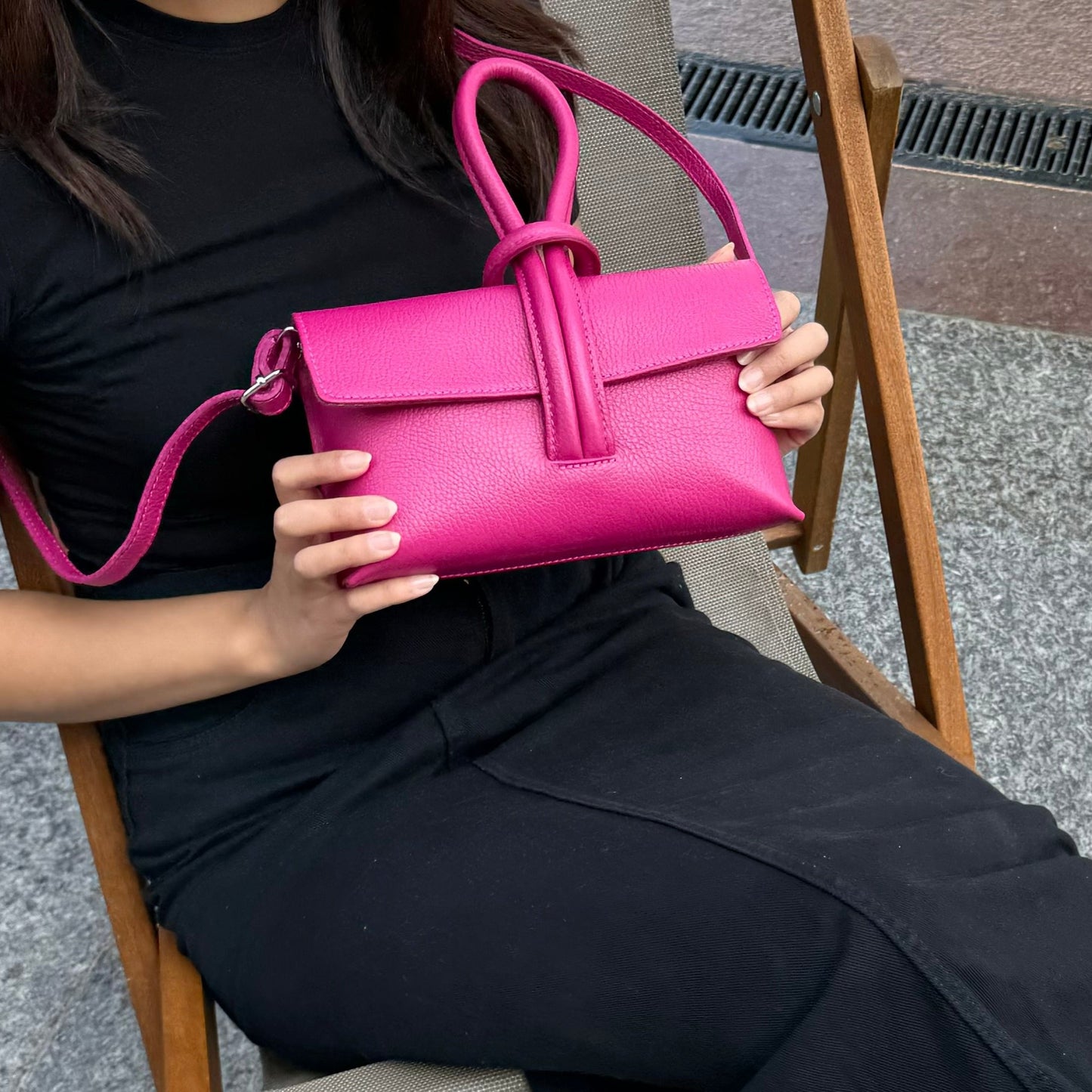 Versatile Leather Bag with Adjustable Detachable Strap - Wrist Bag - Clutch Bag