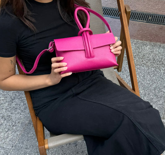 Versatile Leather Bag with Adjustable Detachable Strap - Wrist Bag - Clutch Bag