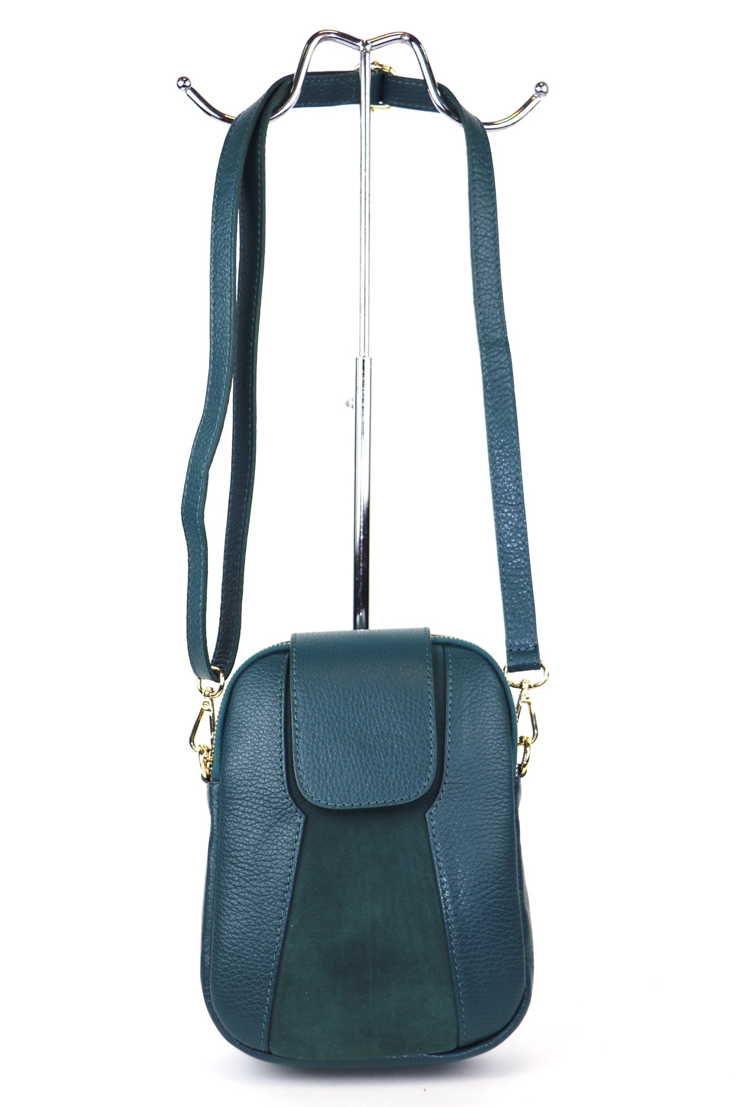 Dark teal Crossbody Bag with Detachable Straps, front view.