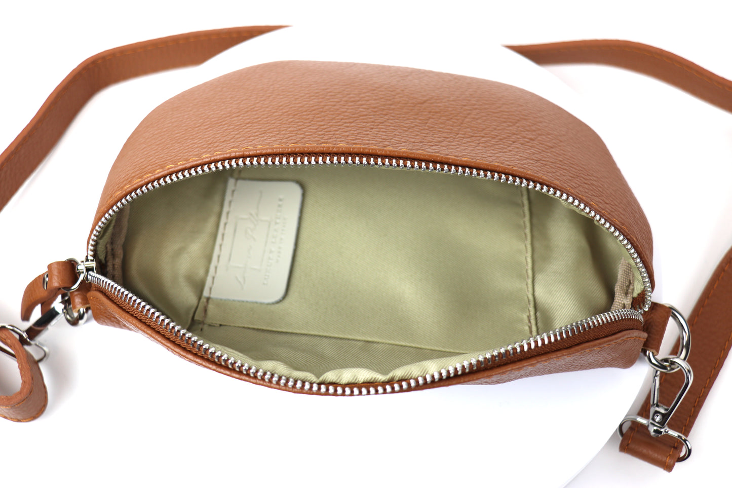 Small Genuine Grain Leather Bumbag