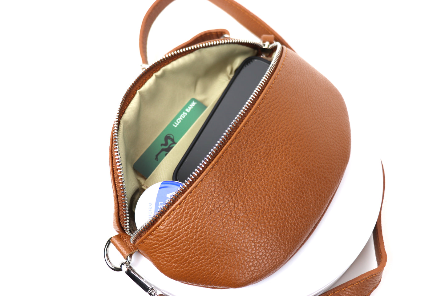 Small Genuine Grain Leather Bumbag