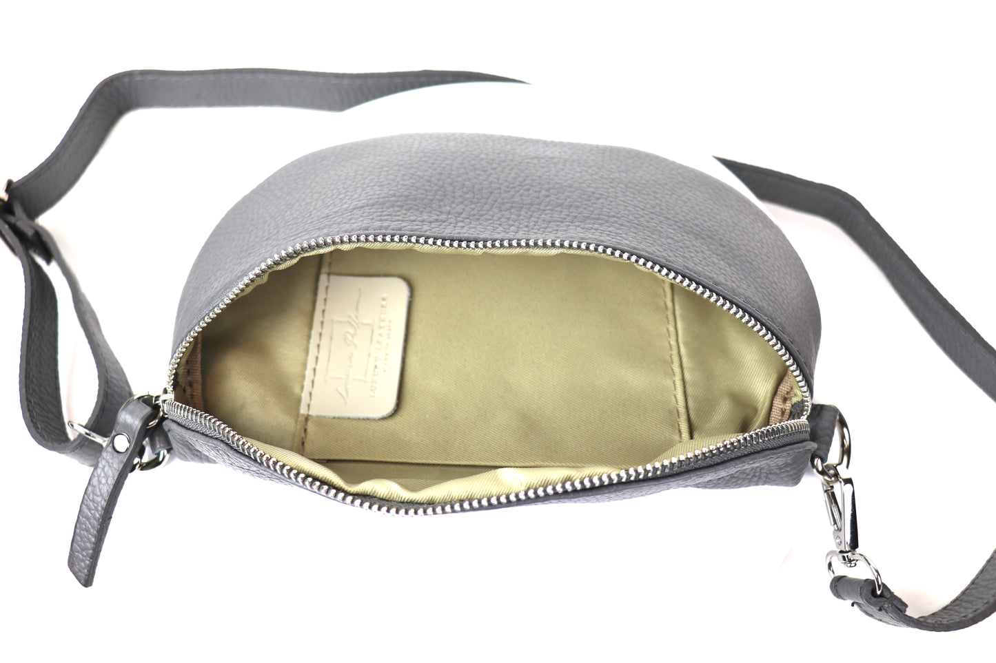 Small Genuine Grain Leather Bumbag