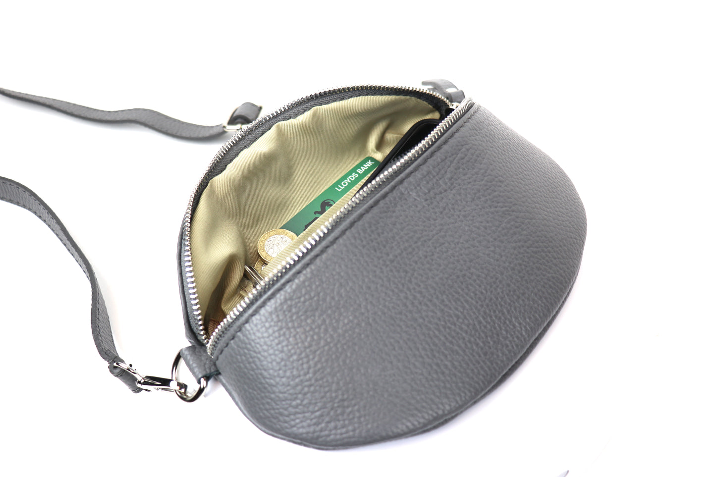 Small Genuine Grain Leather Bumbag