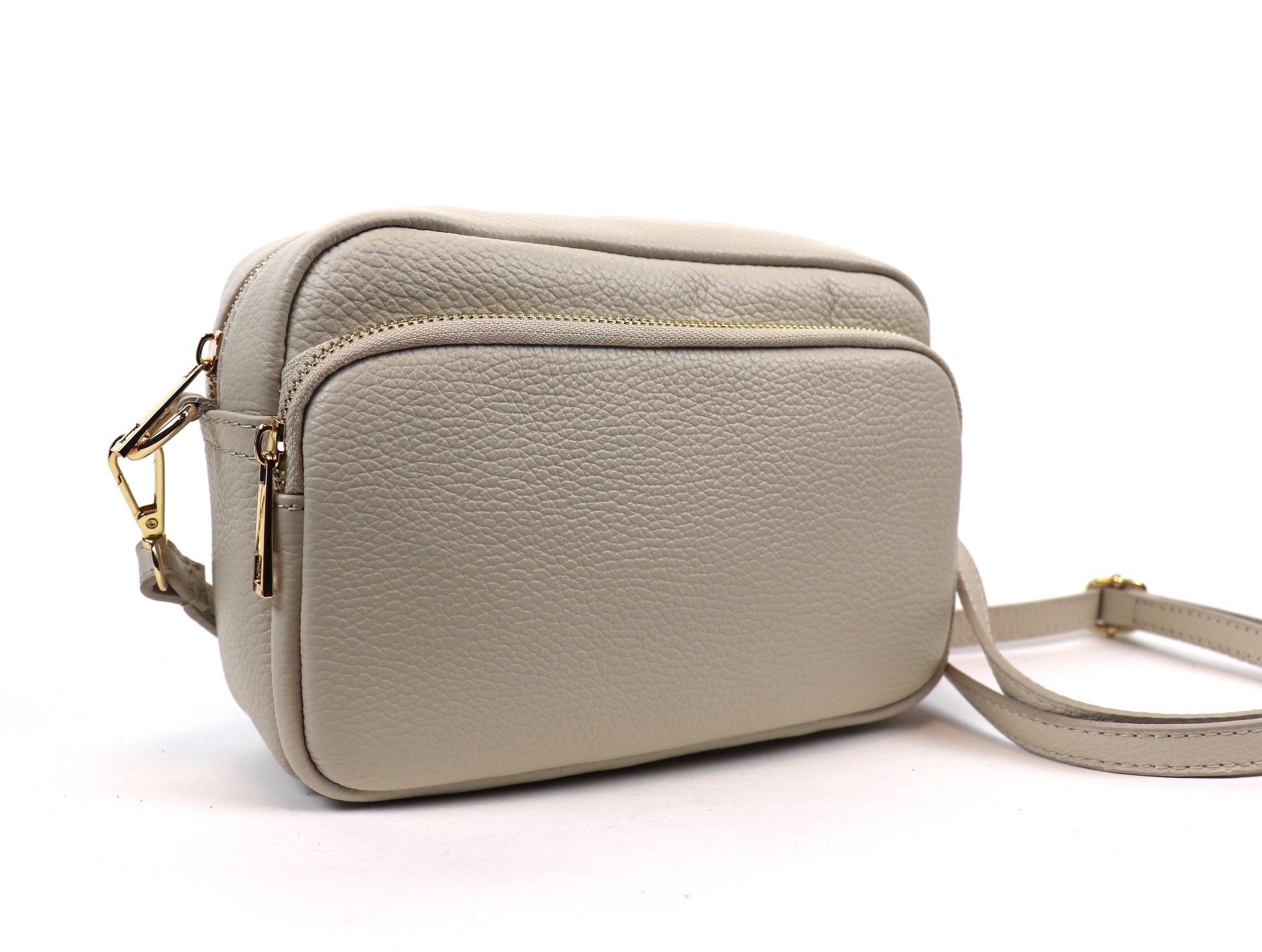 Double Zip Genuine Italian Leather Handbag
