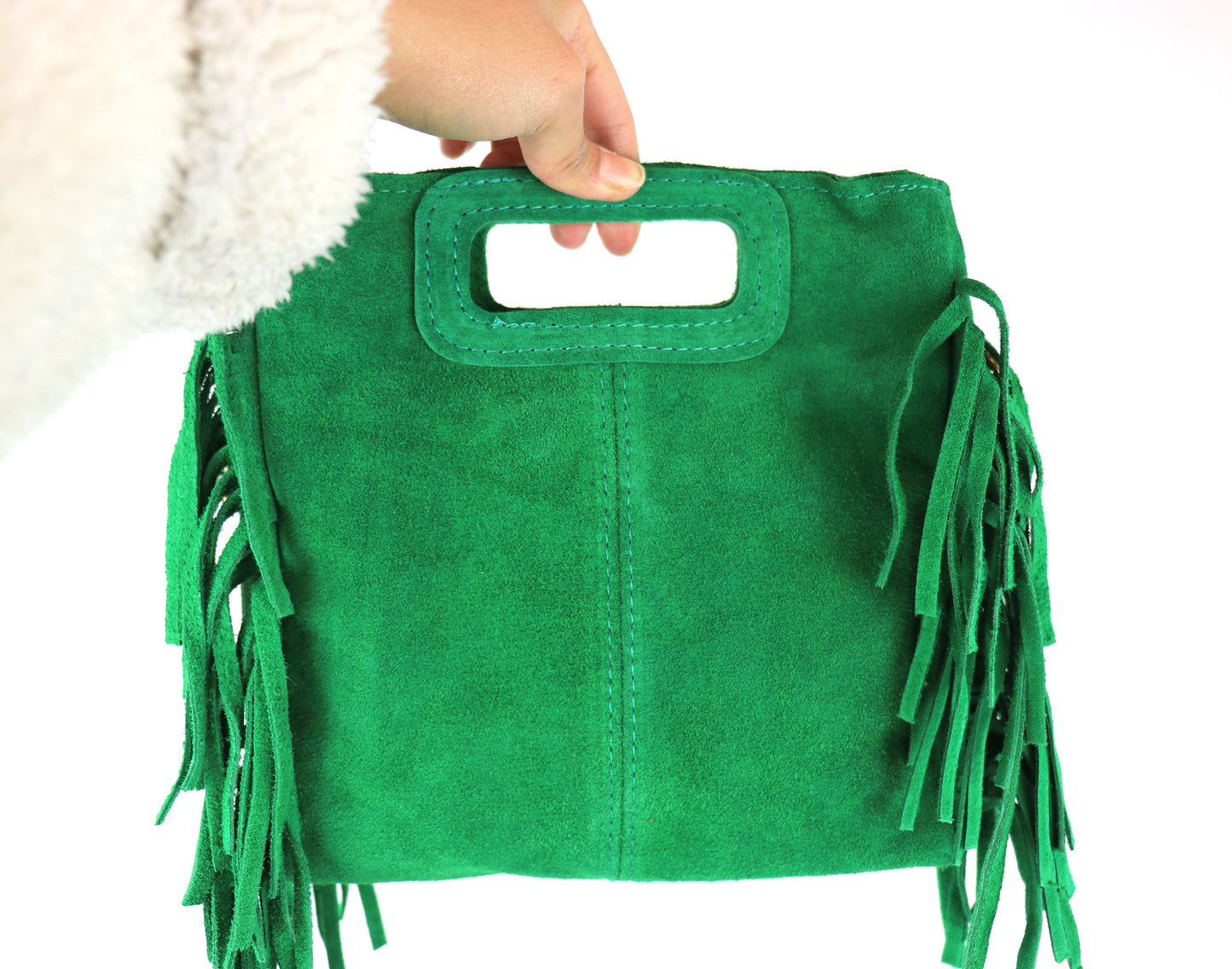 Suede Boho Tassel Crossbody Bag with Adjustable Detachable Straps