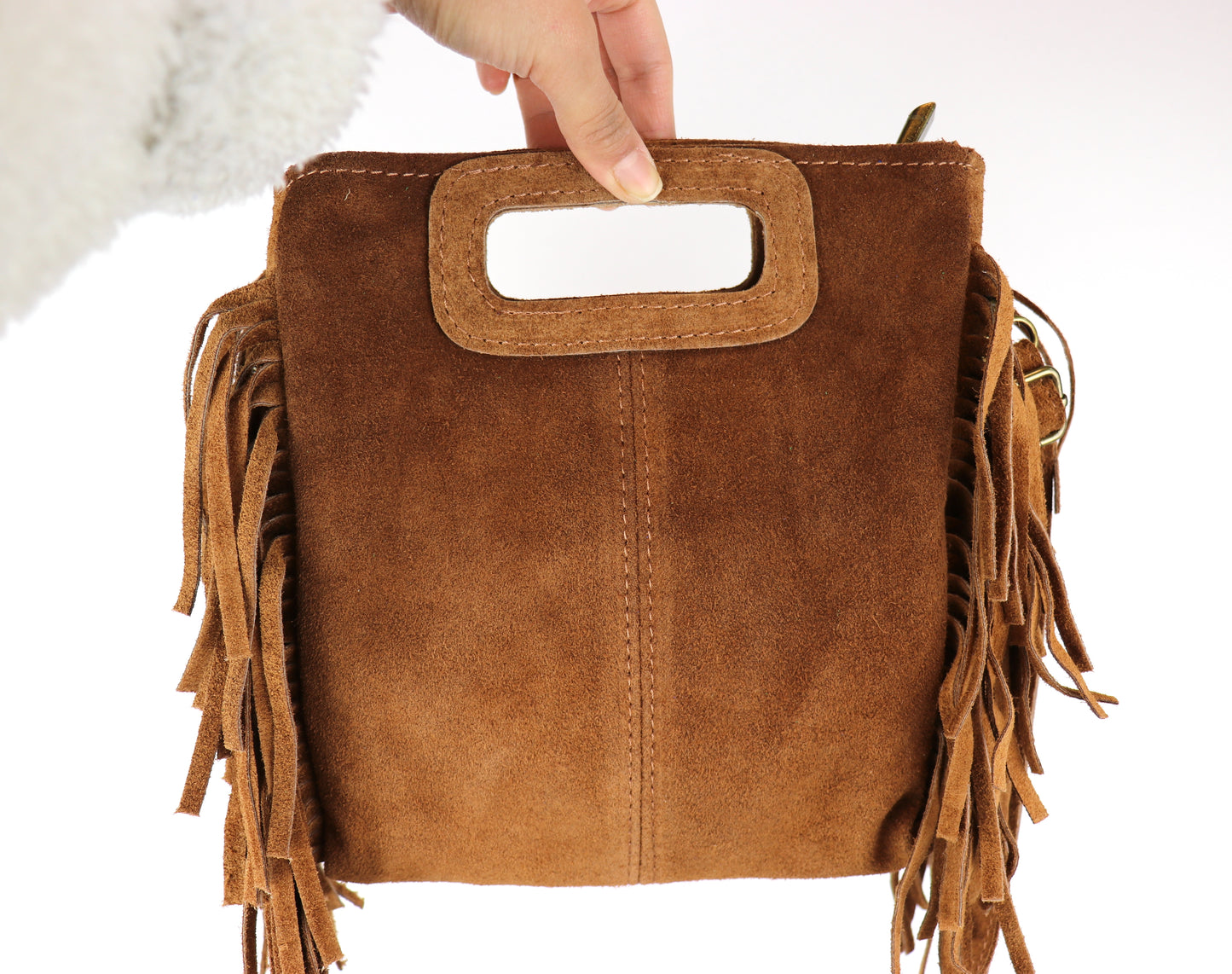 Suede Boho Tassel Crossbody Bag with Adjustable Detachable Straps