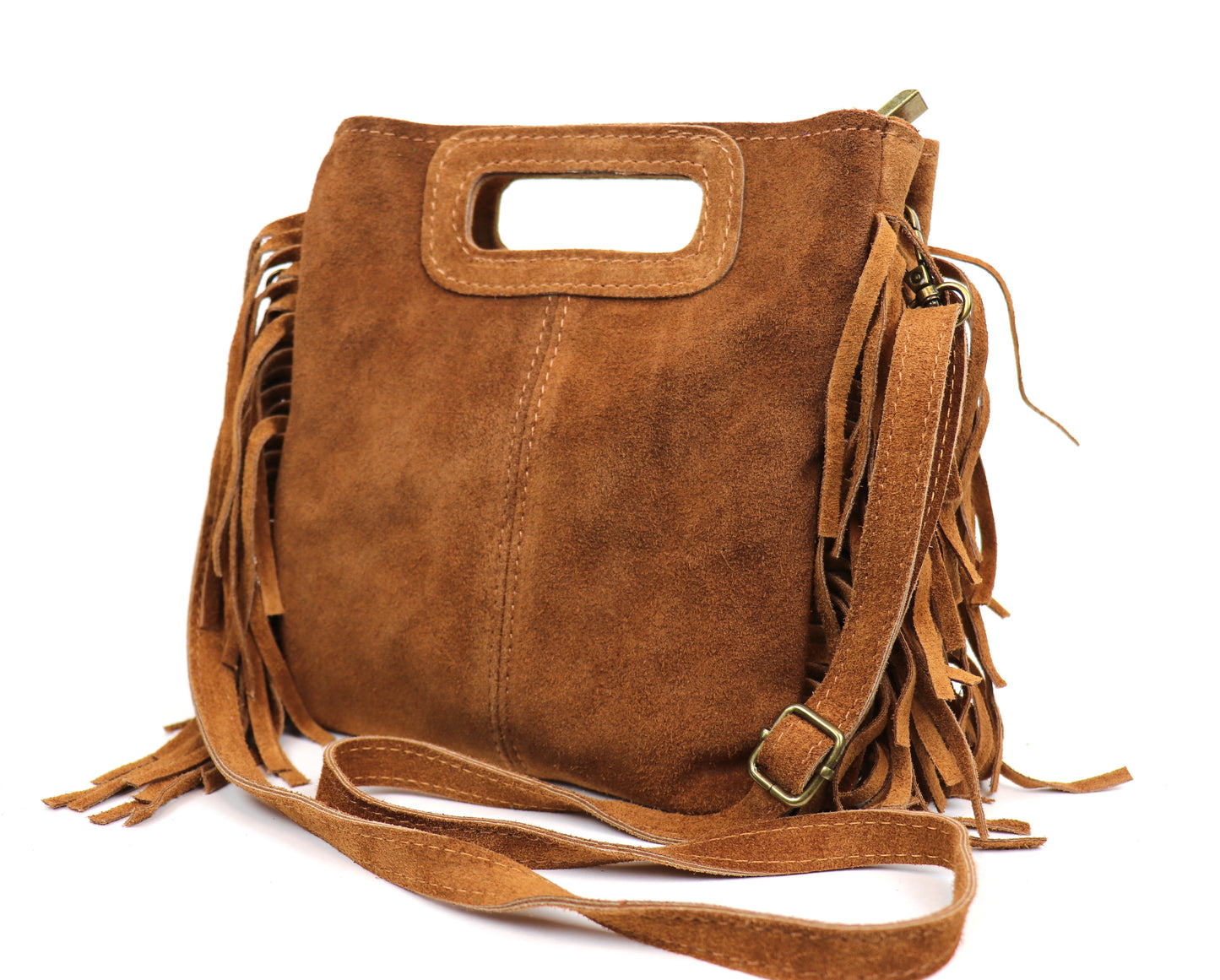 Suede Boho Tassel Crossbody Bag with Adjustable Detachable Straps