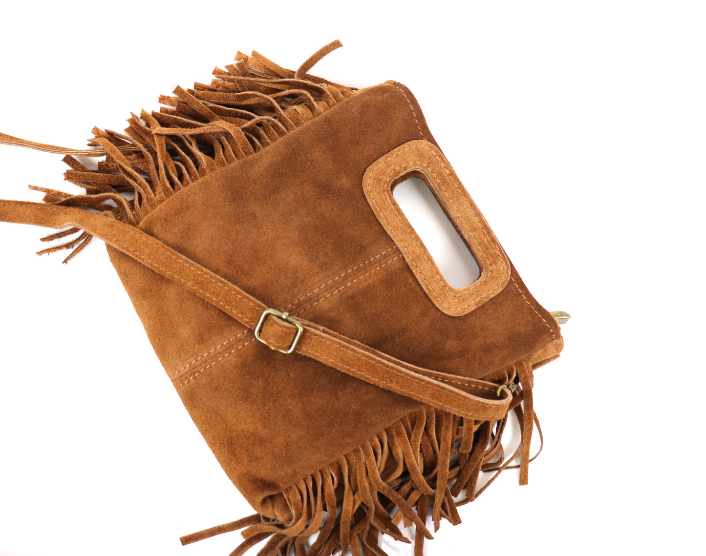 Suede Boho Tassel Crossbody Bag with Adjustable Detachable Straps