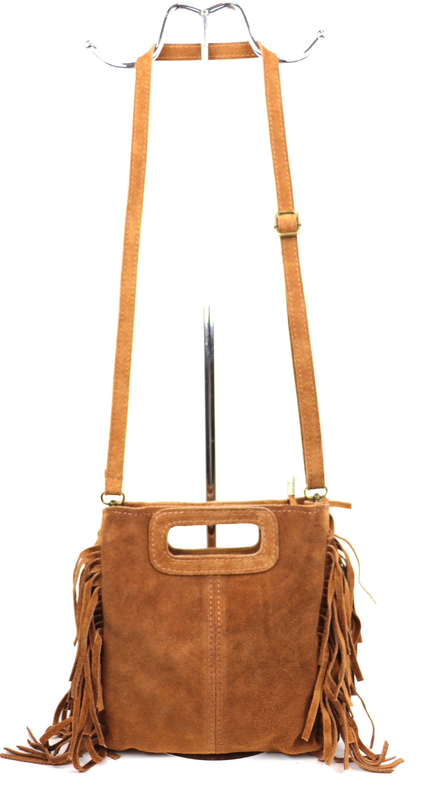 Suede Boho Tassel Crossbody Bag with Adjustable Detachable Straps