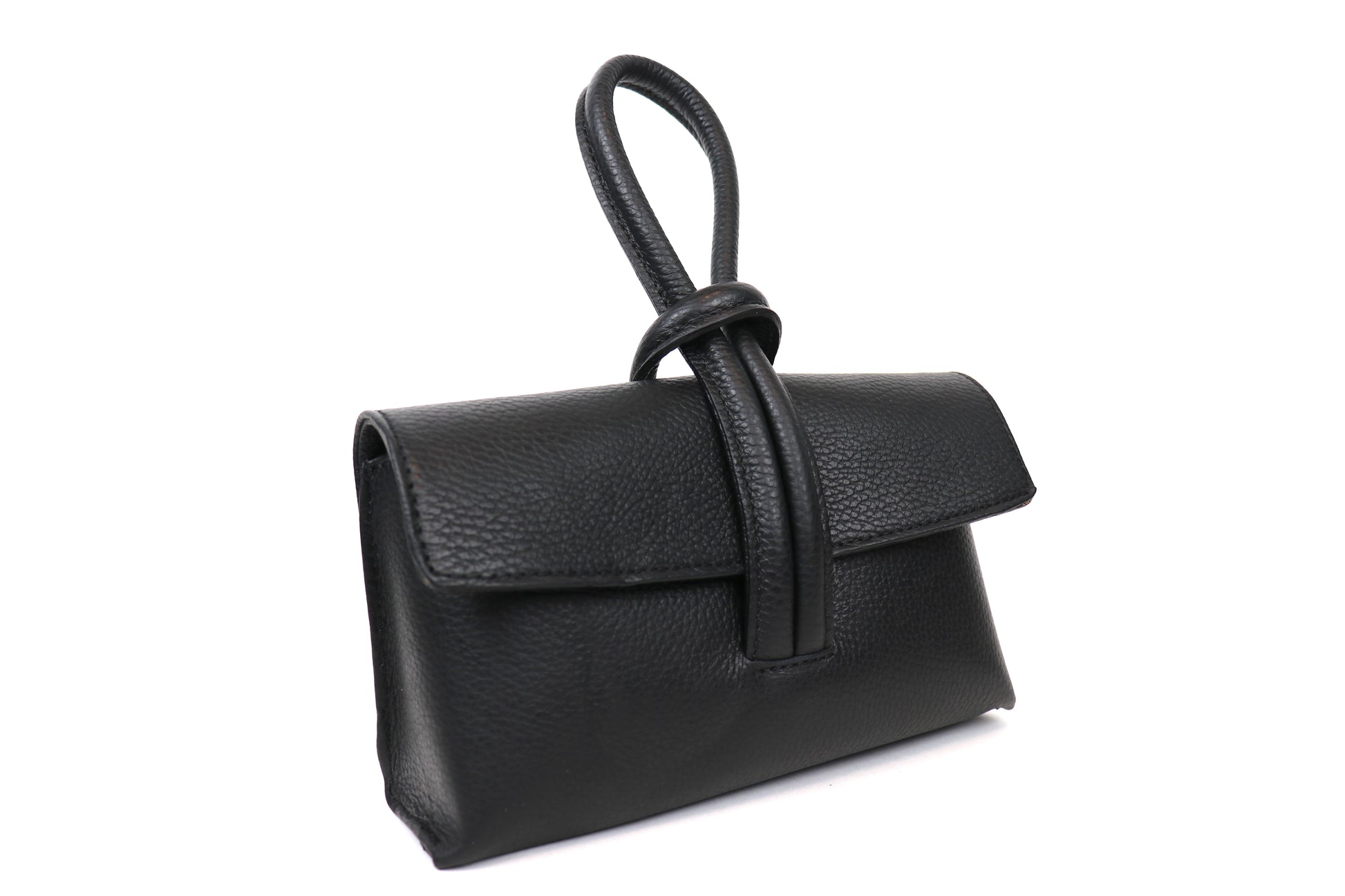 Rose Italian Leather Handbag with Detachable Straps BLACK