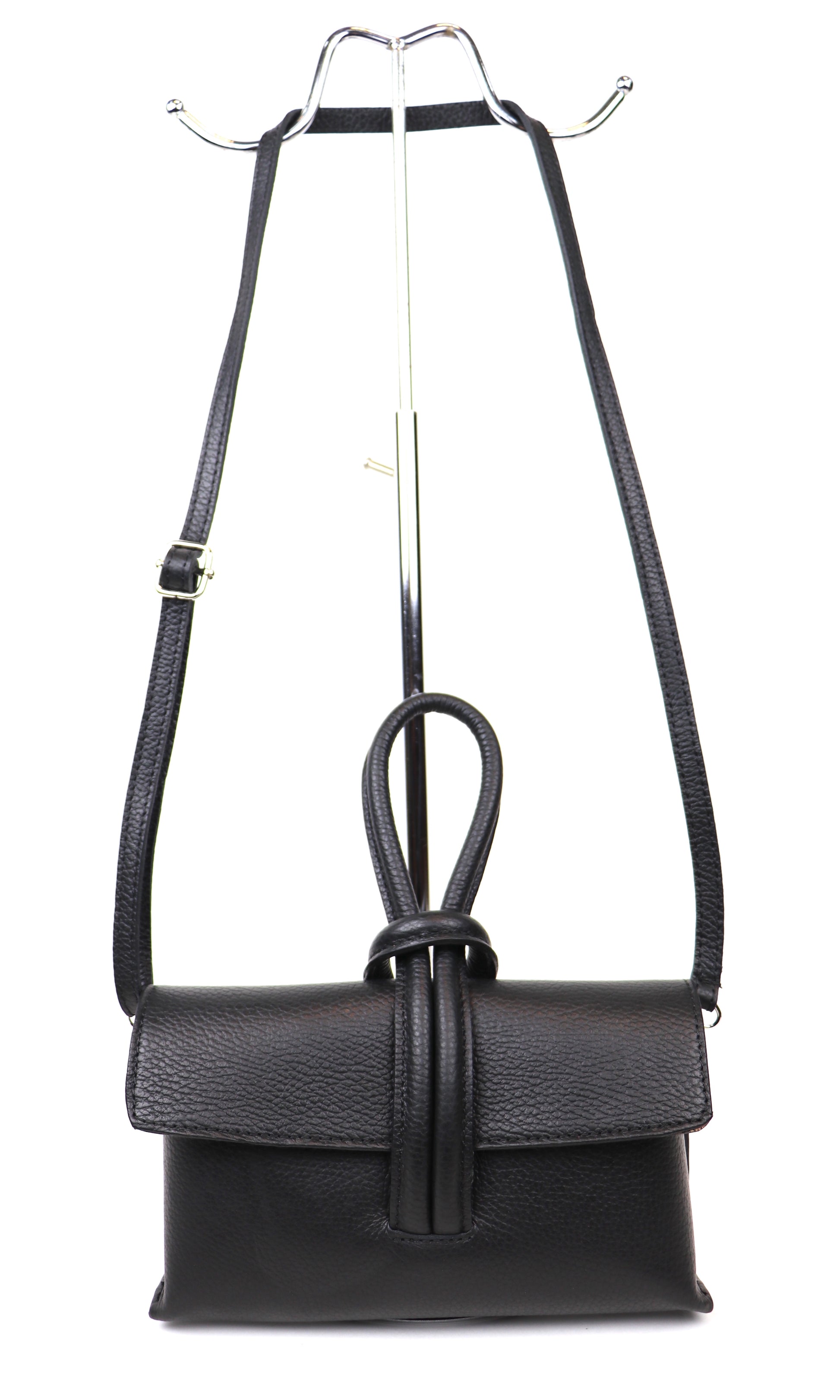 Rose Italian Leather Handbag with Detachable Straps BLACK