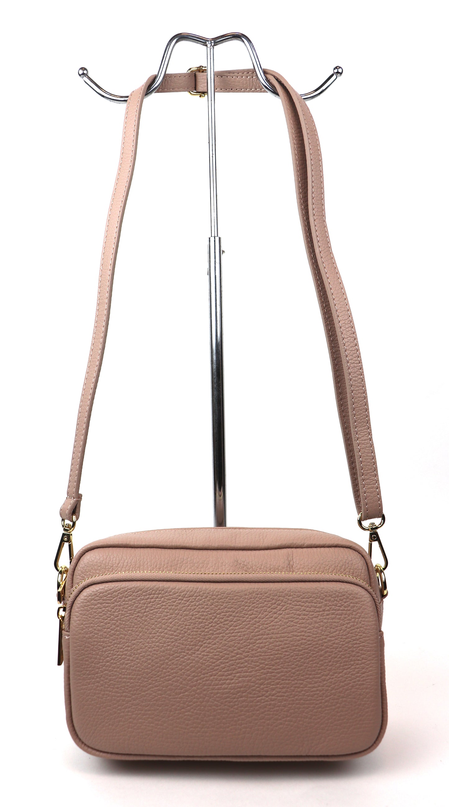 Double Zip Genuine Italian Leather Handbag