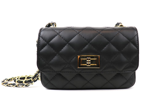 Black Quilted Bag Front View