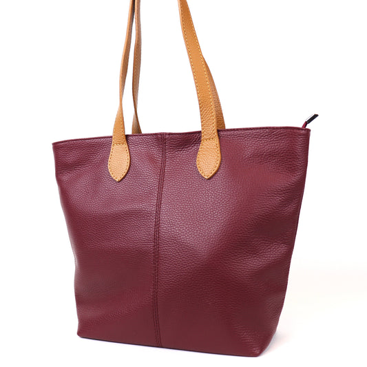 The Essential Tote (Handmade Italian Leather Shoulder Bag Tan Handle)