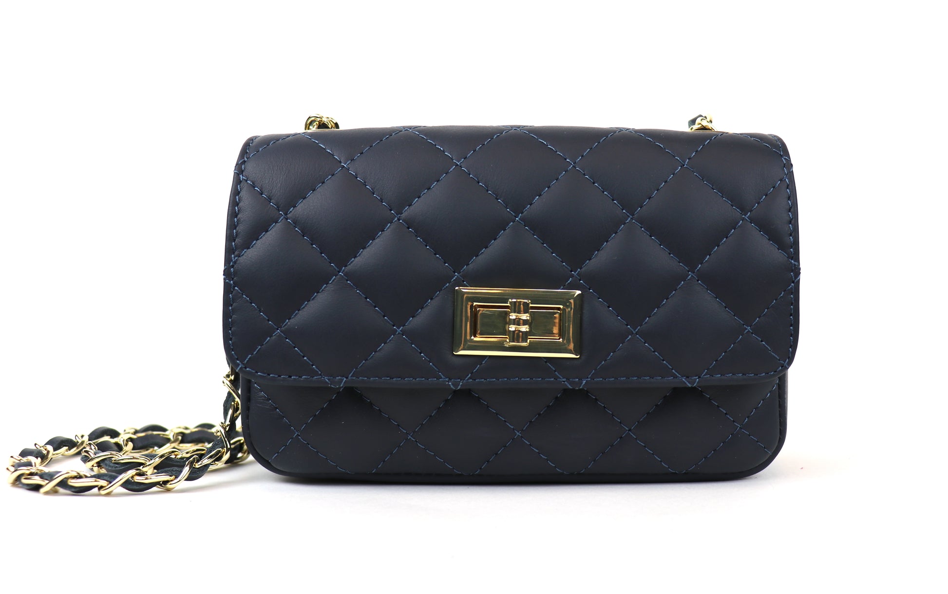 Navy Quilted Bag Front View