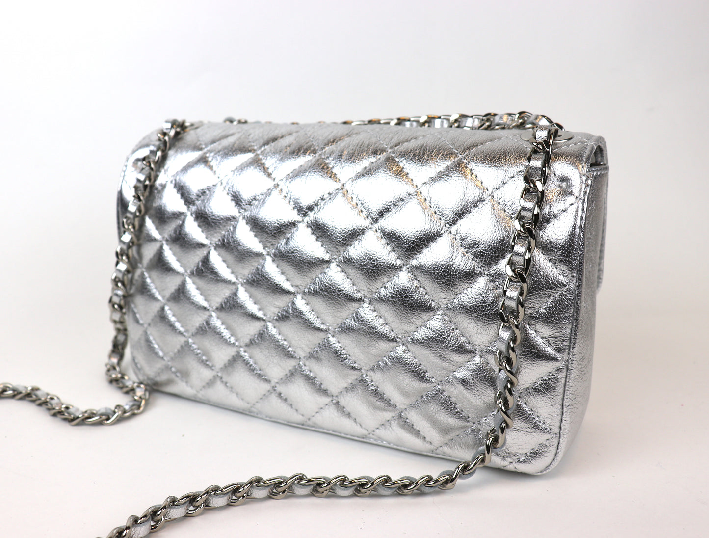 Silver Quilted Bag Back View