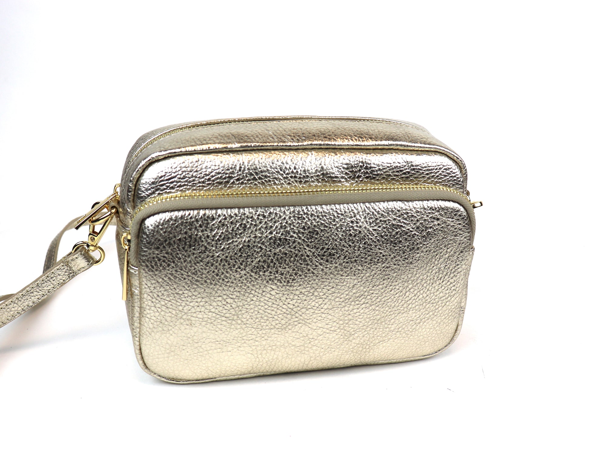 Double Zip Genuine Italian Leather Handbag