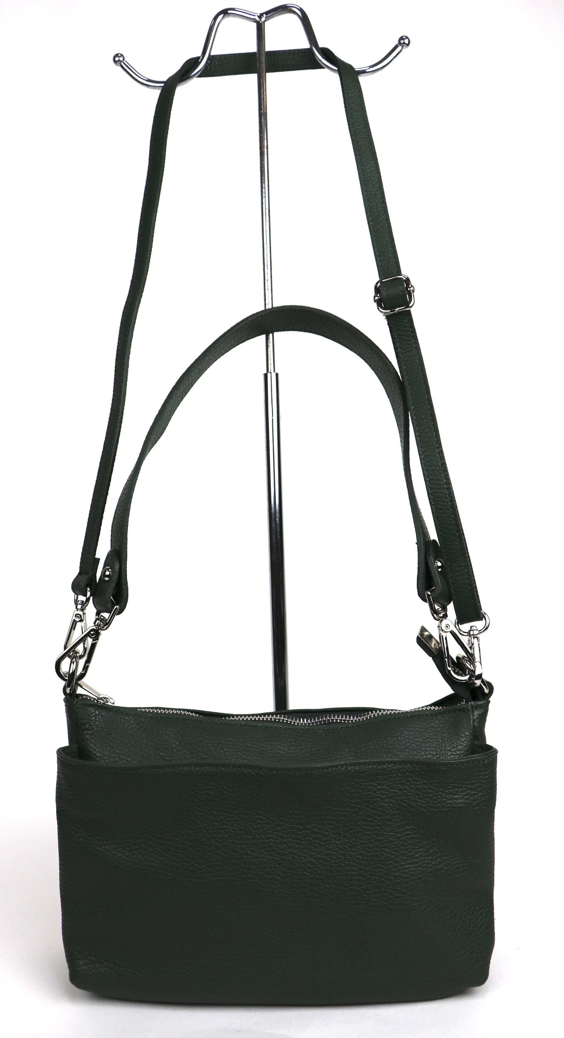 Three Zip Genuine Italian Leather Shoulder/Crossbody Bag - Lussoinpelle Chocolate Crossbody bags