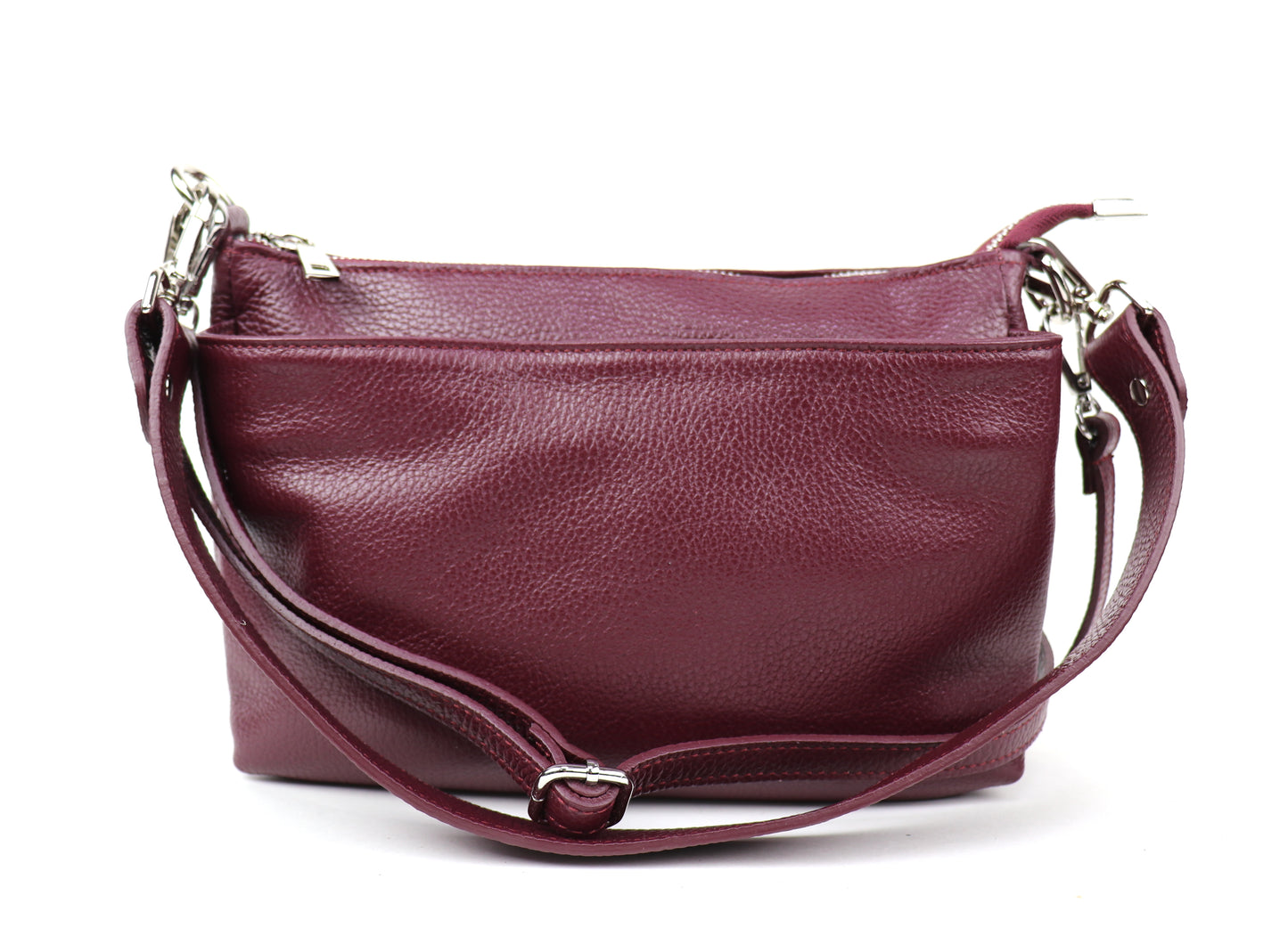 Three Zip Genuine Italian Leather Shoulder/Crossbody Bag