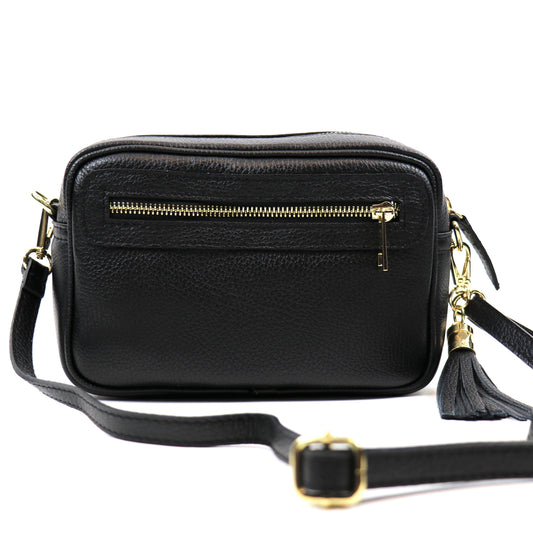 Bella Genuine Italian Pebbled Leather Crossbody Box Bag