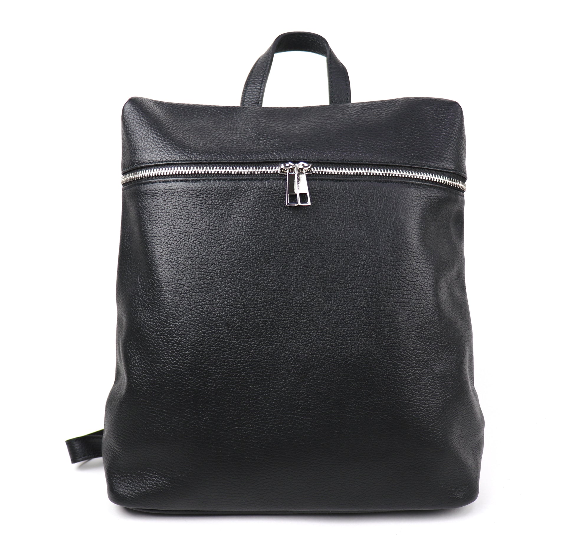 Versatile Italian Pebbled Leather Backpack for Laptop - Lussoinpelle Black 