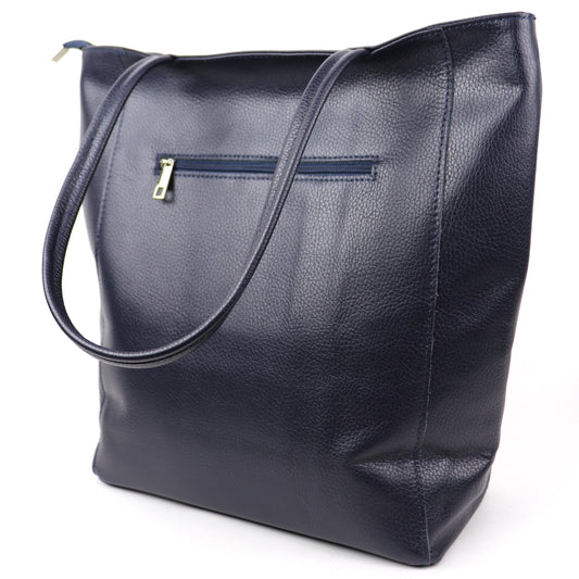 Italian Leather Shopper Bag - Lussoinpelle Navy Tote bags