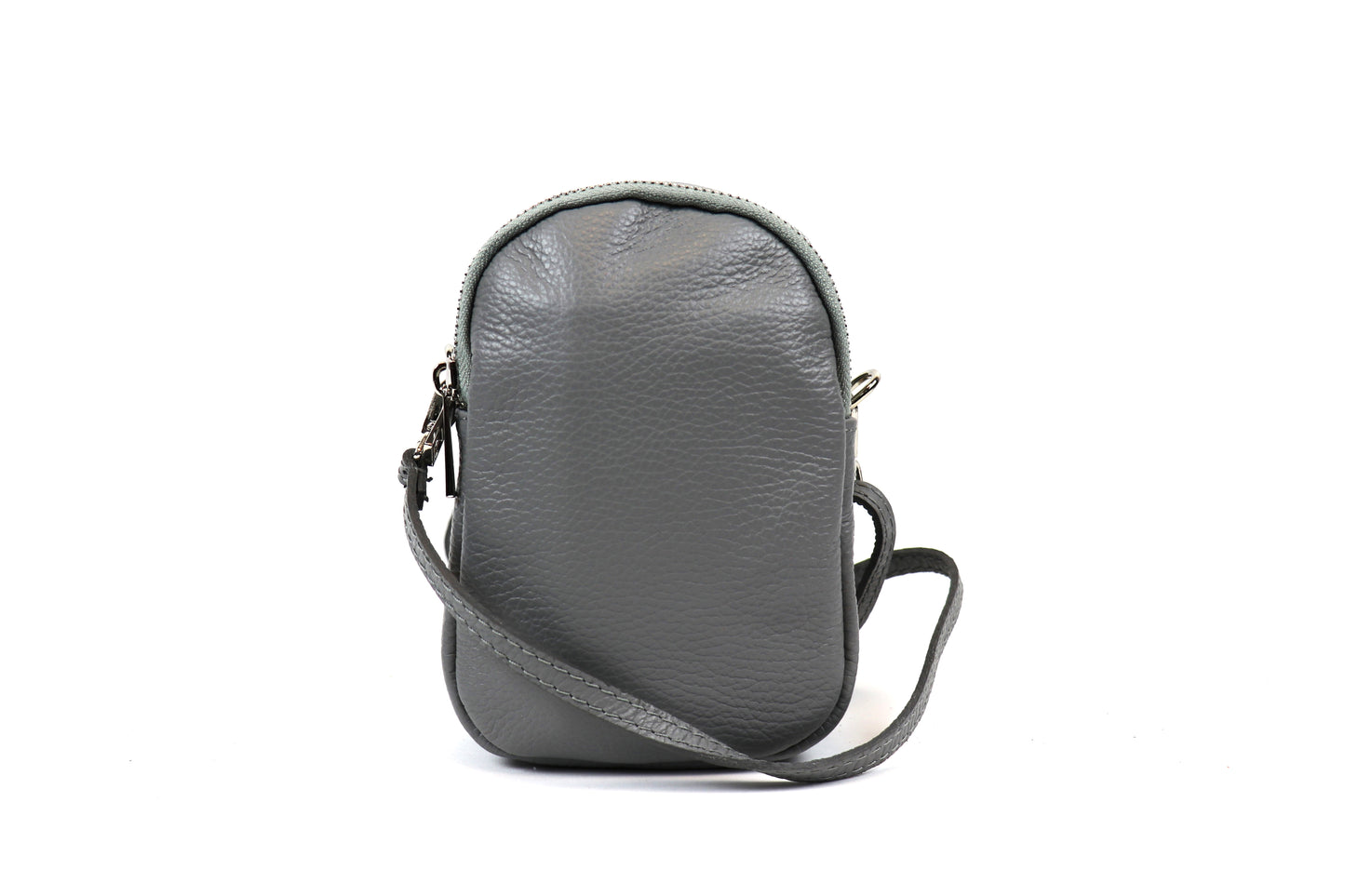 Luna Double Zip Italian Leather Crossbody Phone Bag