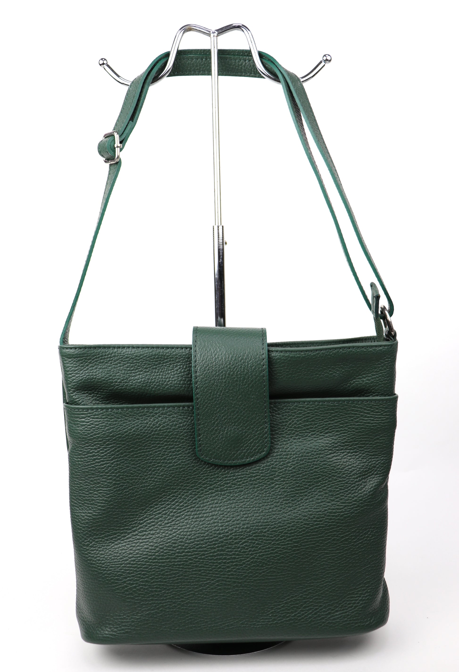 Italian Leather Shoulder/Crossbody Bag with Adjustable Straps - Lussoinpelle Dark Green 