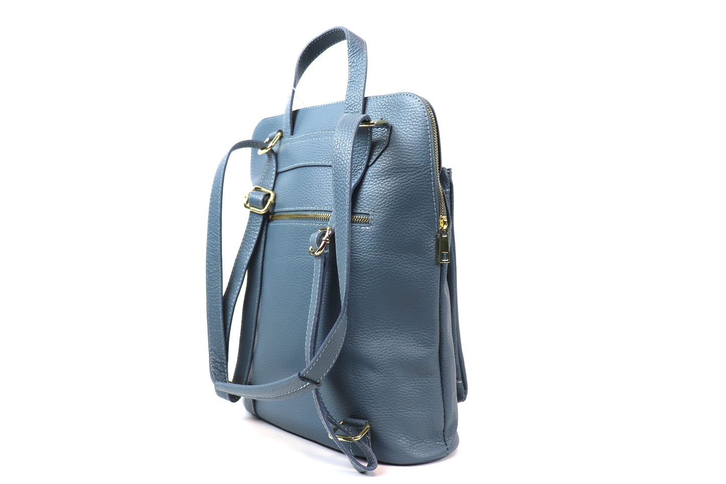 Large Versatile Italian Pebbled Leather Backpack for Laptop