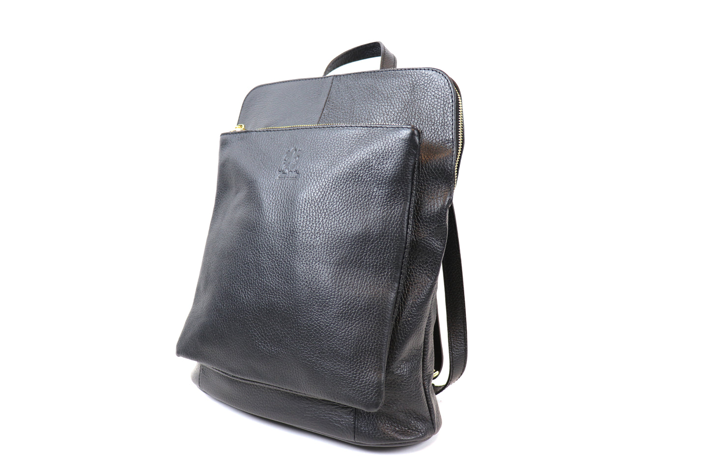 Large Versatile Italian Pebbled Leather Backpack for Laptop