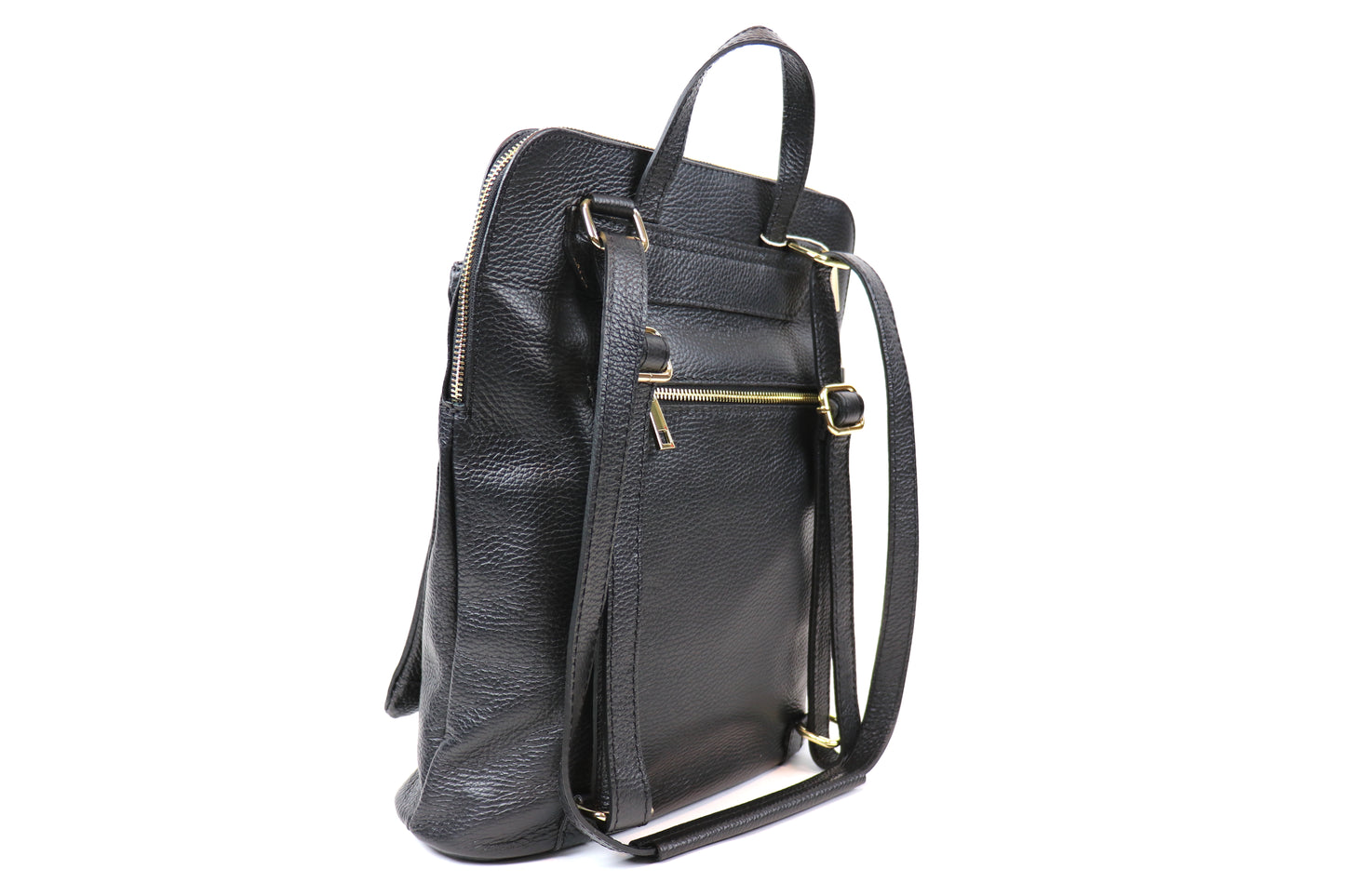 Large Versatile Italian Pebbled Leather Backpack for Laptop