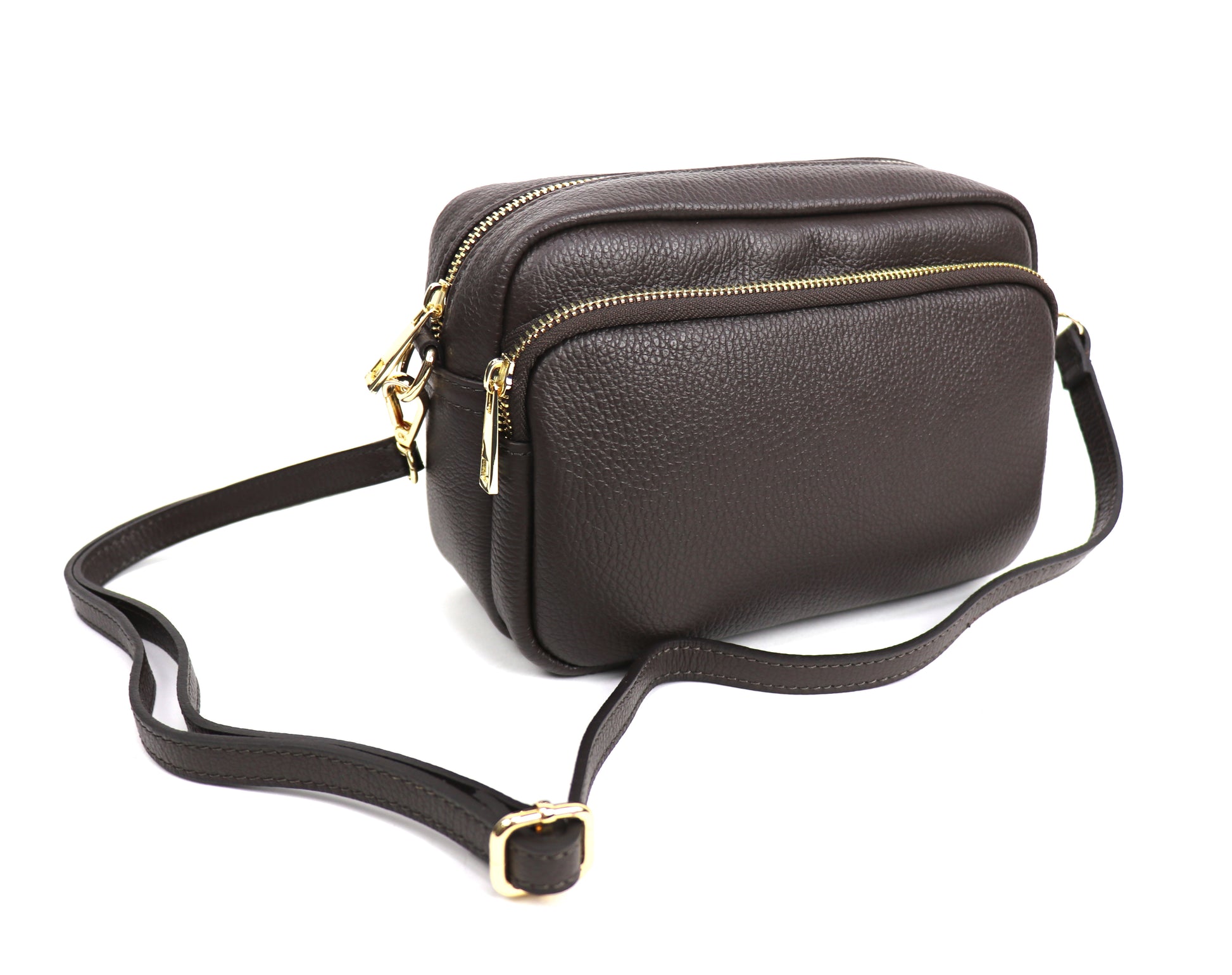 Double Zip Genuine Italian Leather Handbag