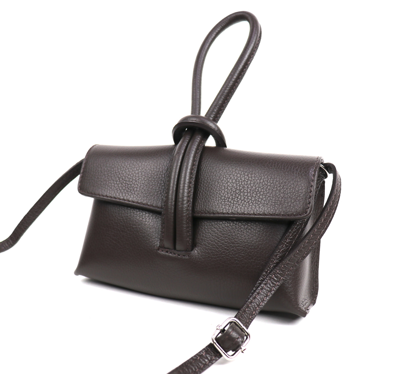 Versatile Leather Bag with Adjustable Detachable Strap - Wrist Bag - Clutch Bag