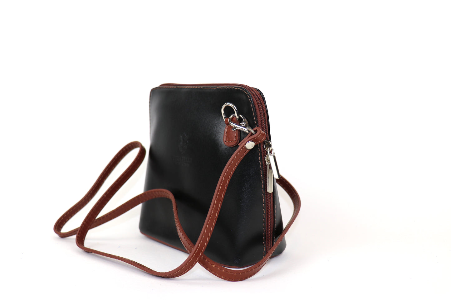 Small Two-Tone Genuine Italian Leather Handbag with Detachable Straps