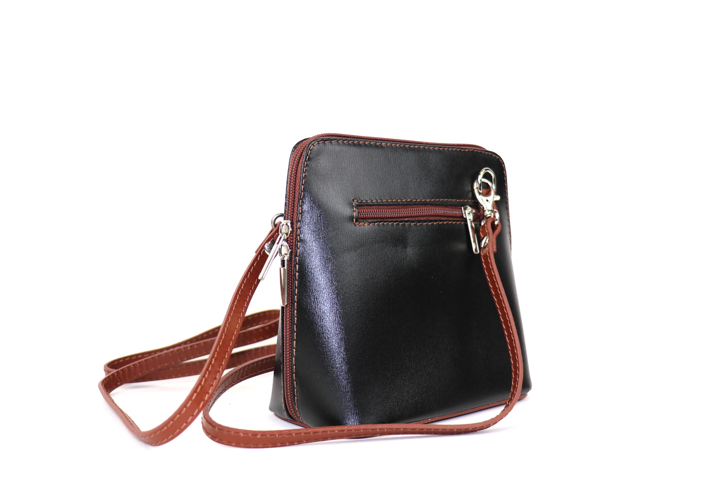 Small Two-Tone Genuine Italian Leather Handbag with Detachable Straps