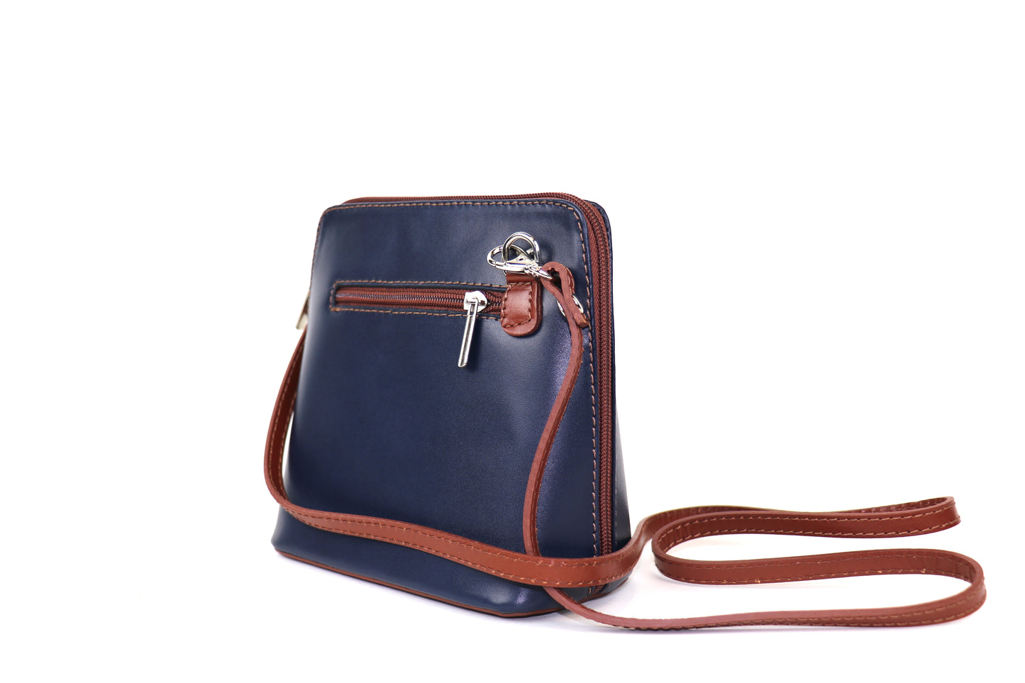 Small Two-Tone Genuine Italian Leather Handbag with Detachable Straps