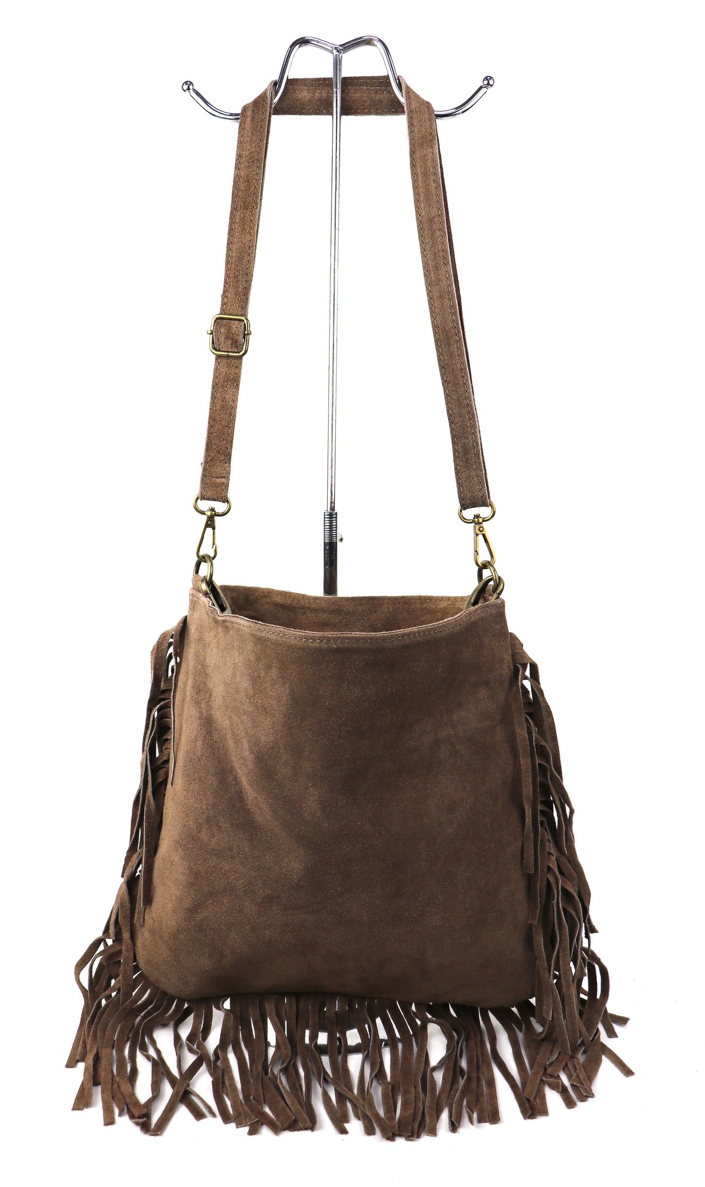 Marina Suede Shoulder/Crossbody Bag with Fringe