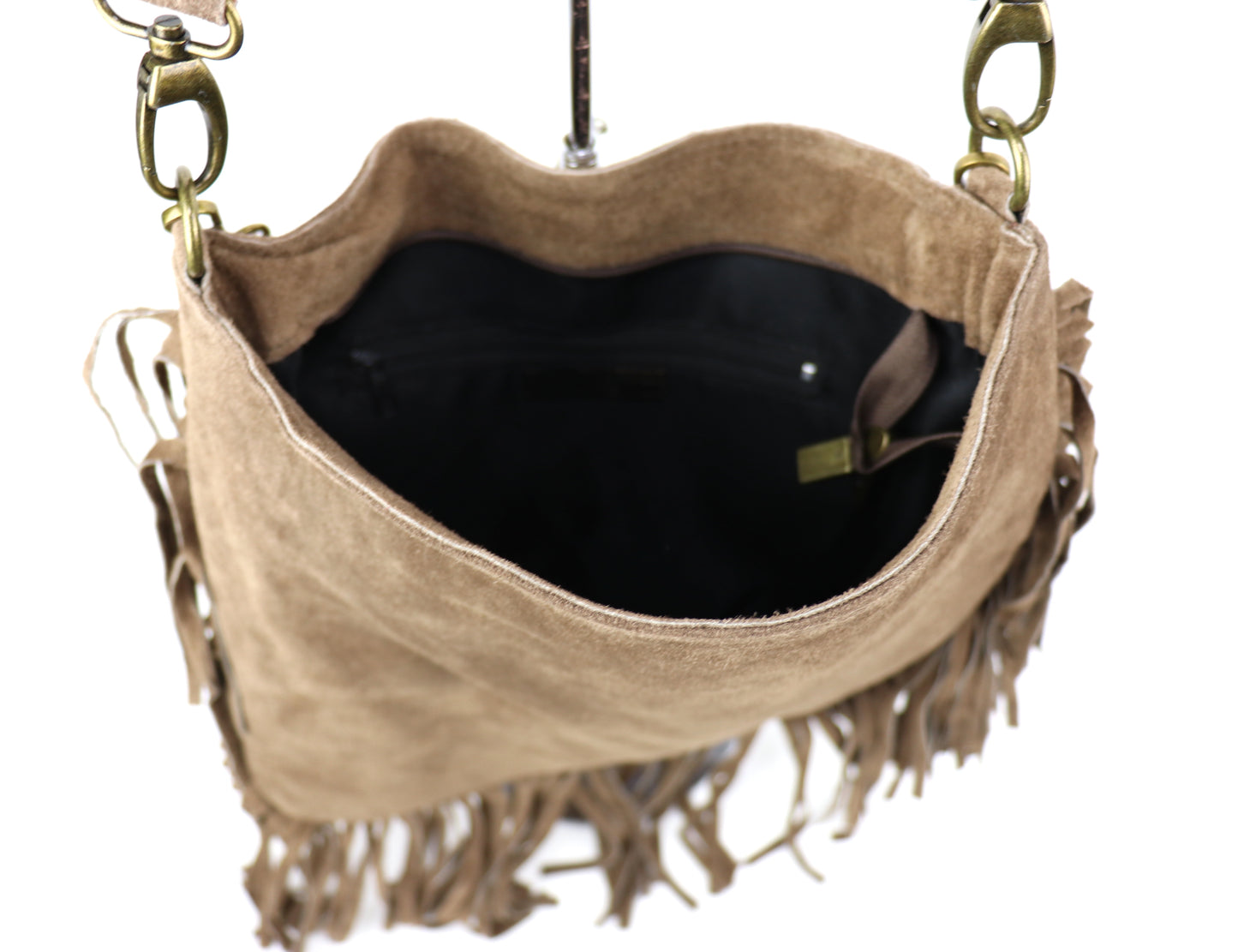 Marina Suede Shoulder/Crossbody Bag with Fringe