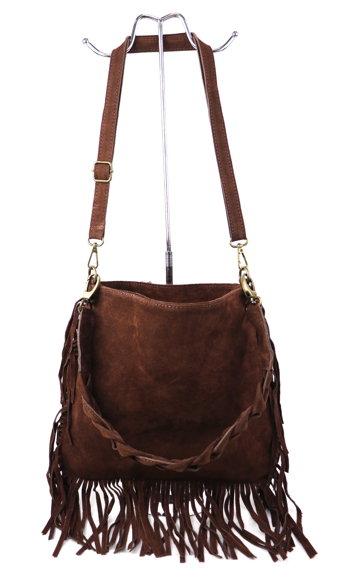 Marina Suede Shoulder/Crossbody Bag with Fringe