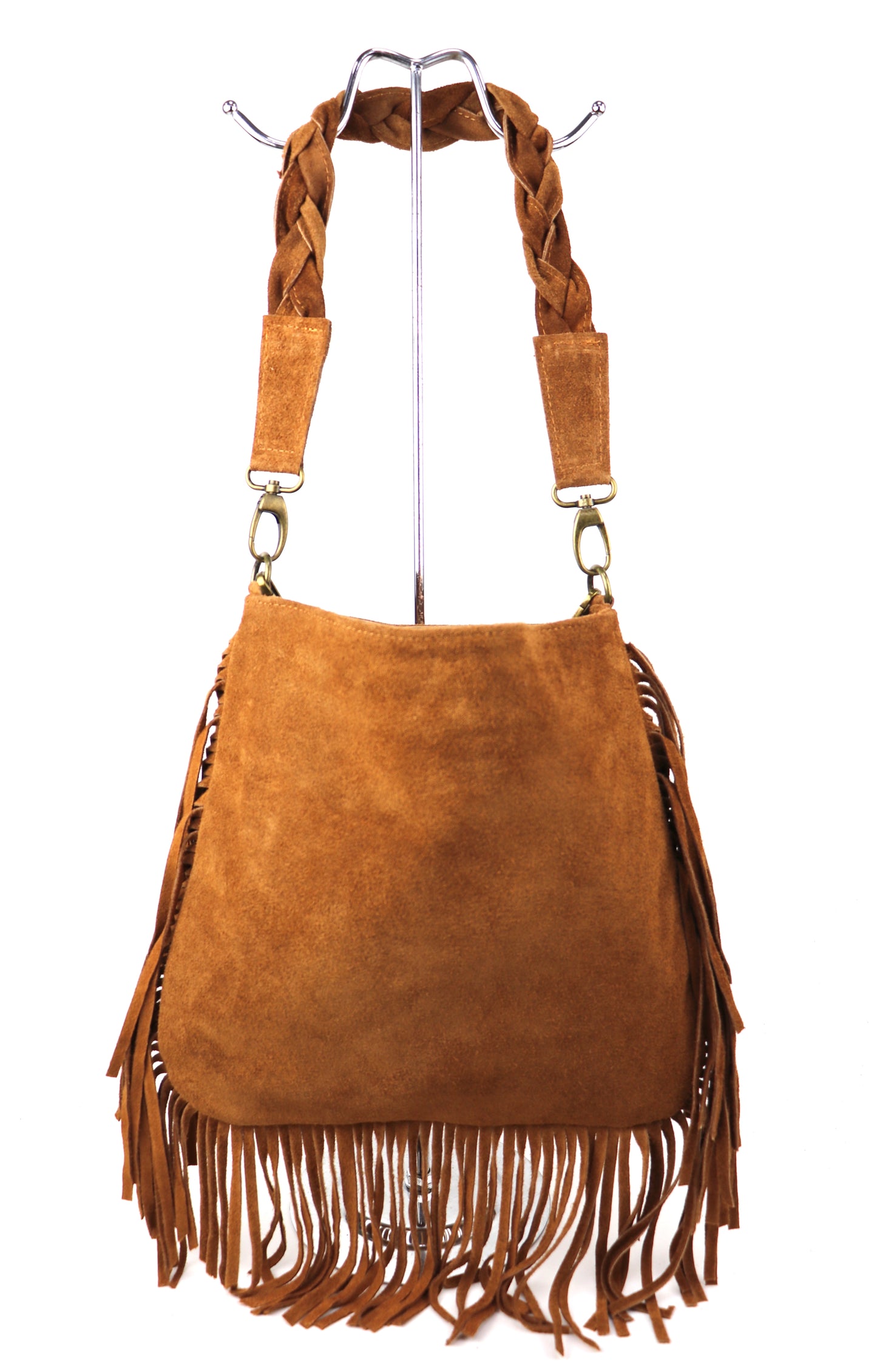 Marina Suede Shoulder/Crossbody Bag with Fringe